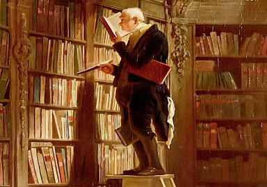 The Bookworm by Carl Spitzweg, 1850, Museum Georg Schäfer